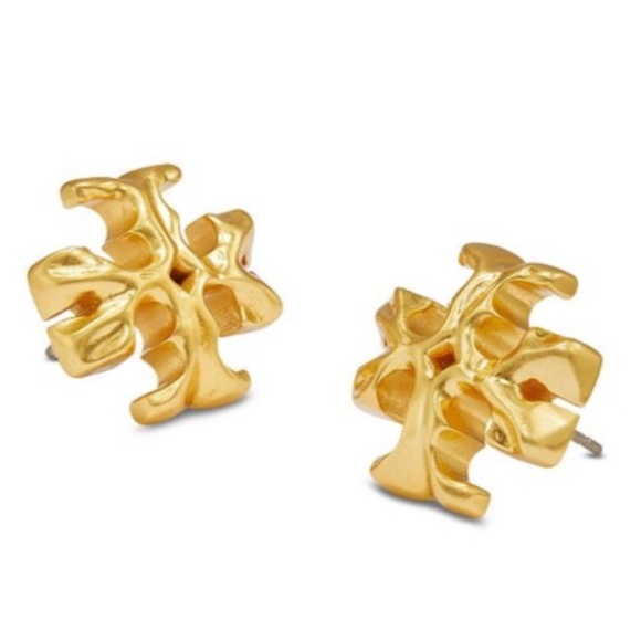 TORY BURCH • Vintage Gold Roxanne Logo Small Stud Earrings - Picture 3 of 7